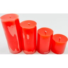 Set of Strawberry scented Red Pillar candles / 4 Pcs 